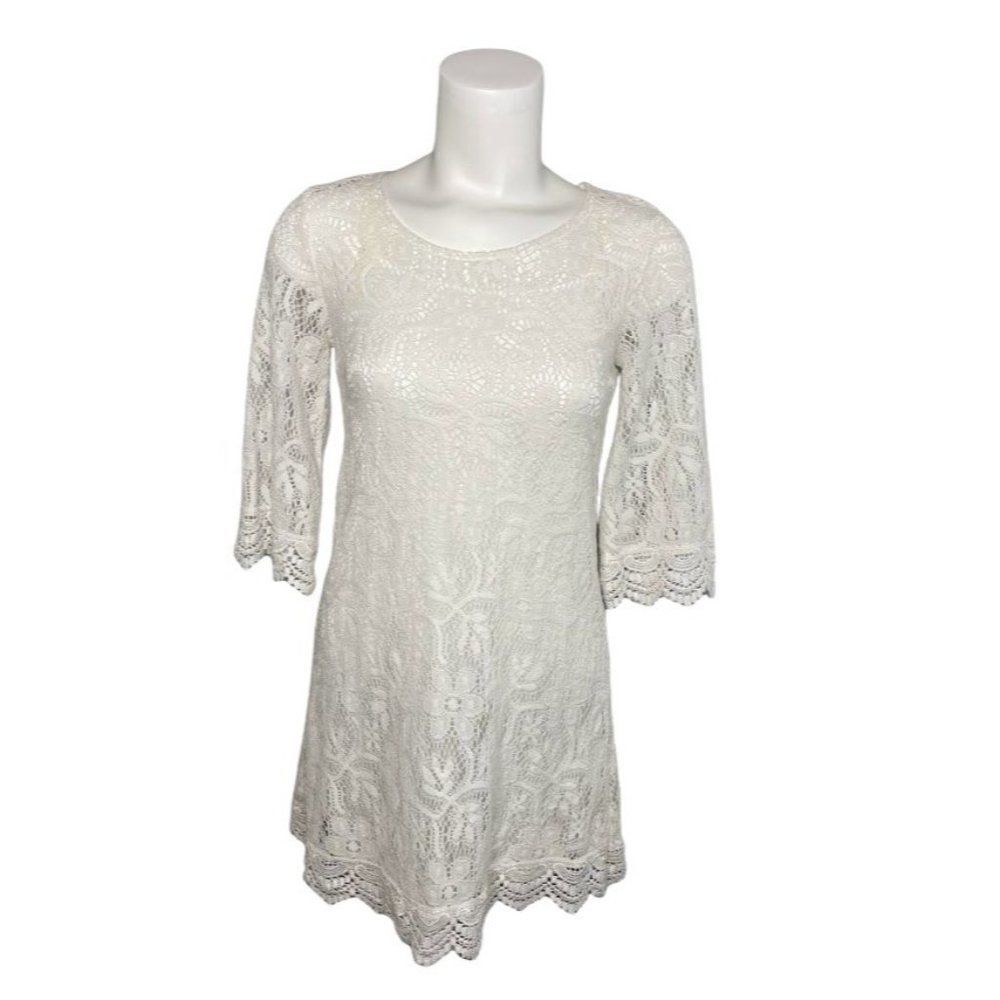 DIVIDED by H&M White Crochet Scalloped Dress Sz 4 NEW